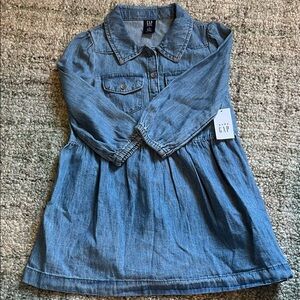 GAP Blue Denim Long Sleeve Dress
